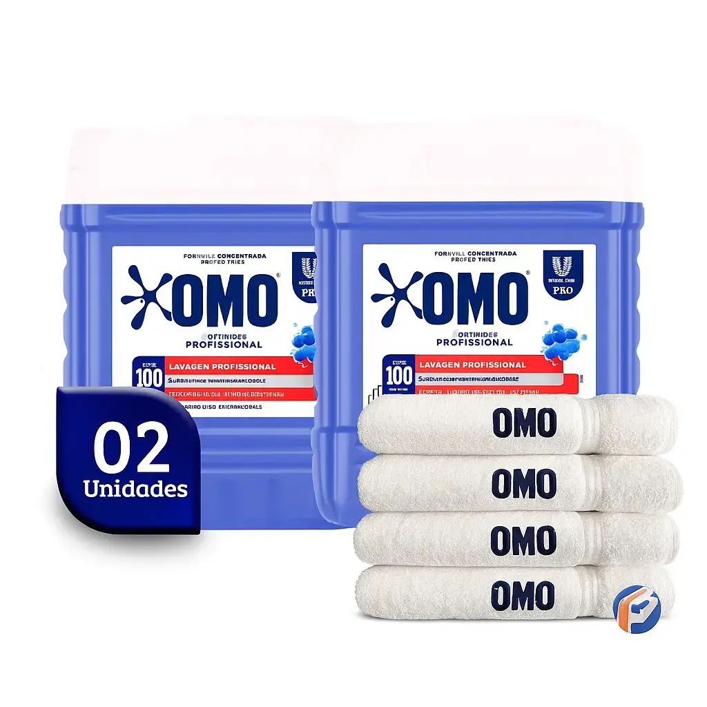 Kit 2und Lava Roupas Líquido Pro Omo 7L + 4 Toalhas Premium OMO 1
